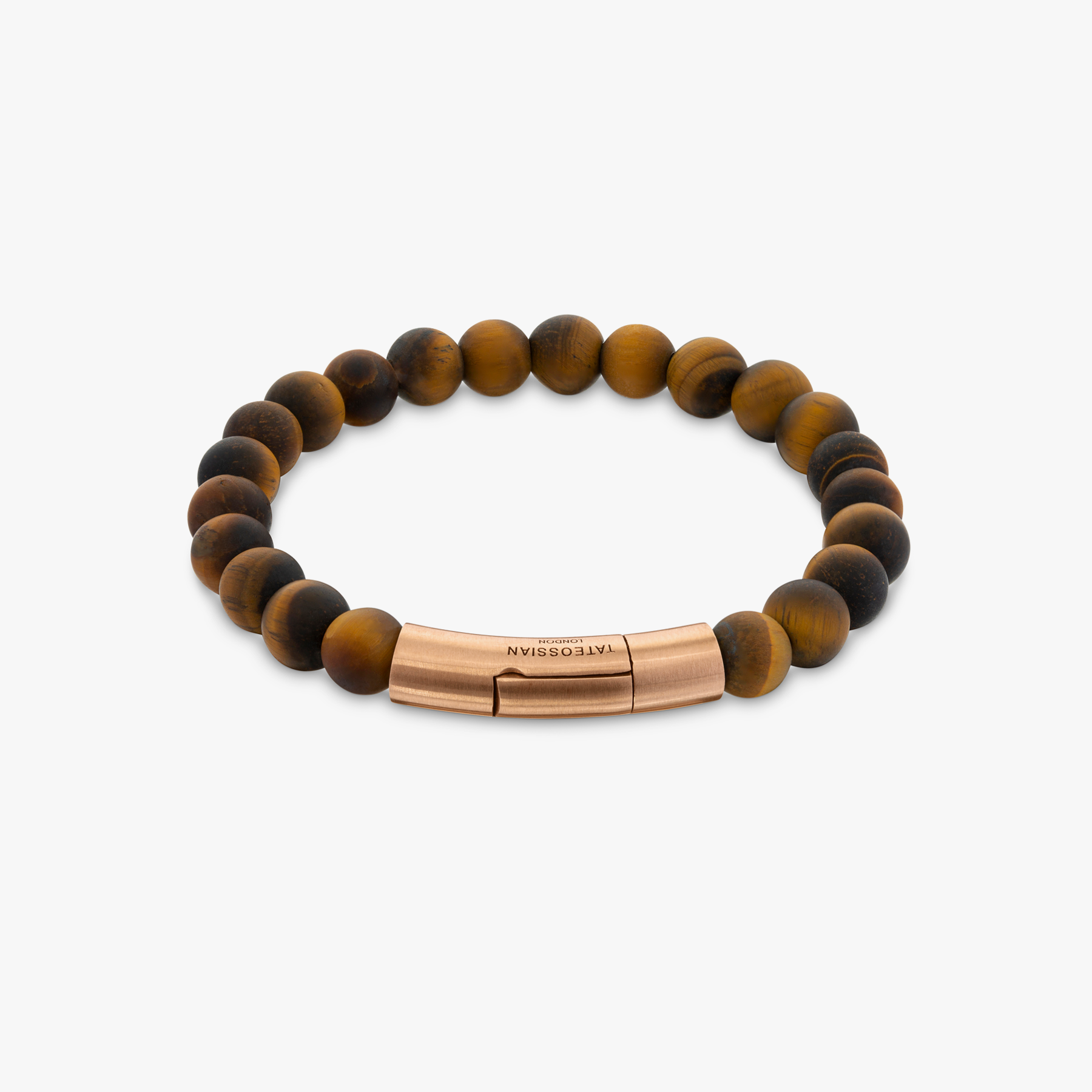 Tubo semi-precious bracelet in tiger eye and 18k rose gold (UK) 1
