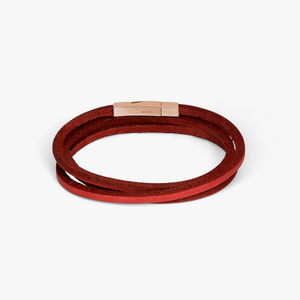 Fettuccine bracelet in Italian red leather with 18k rose gold (UK) 2