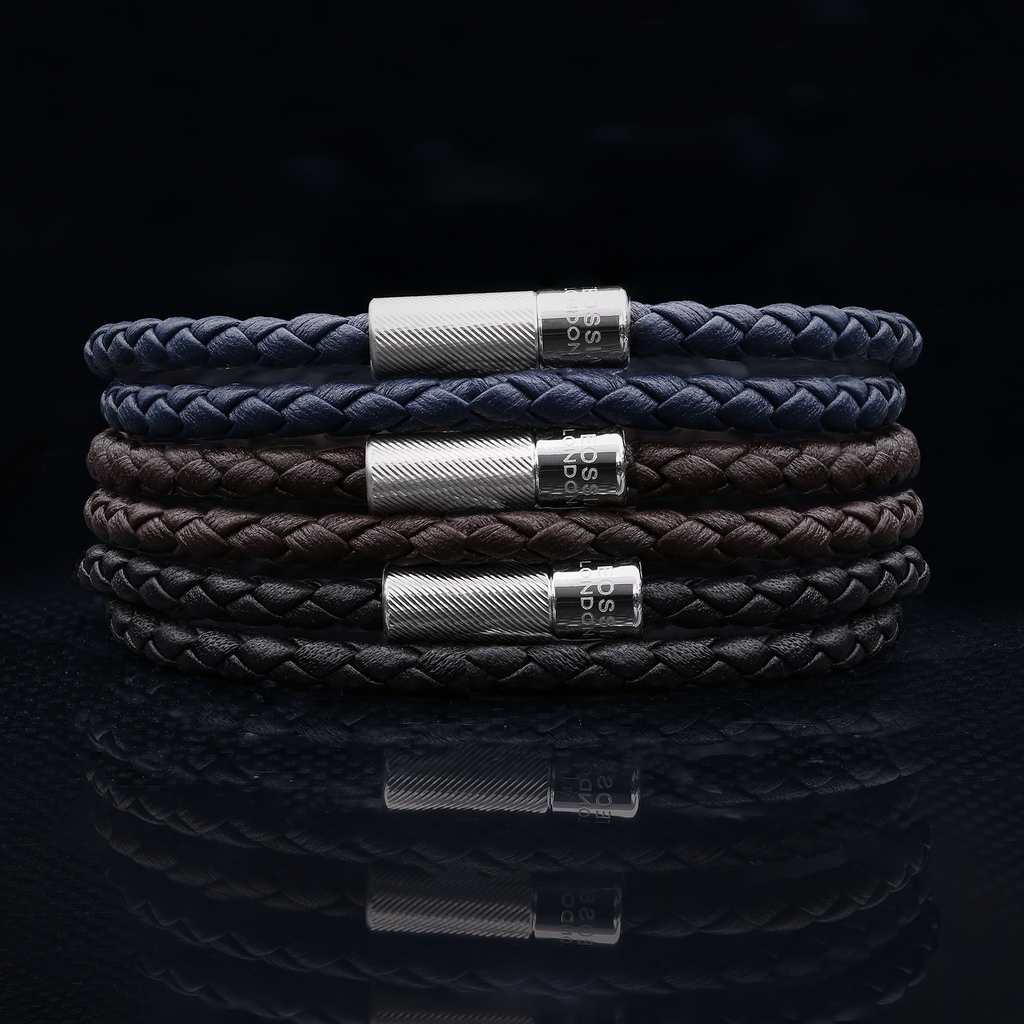 Pop Rigato bracelet in double wrap Italian brown leather with sterling silver (UK) 4