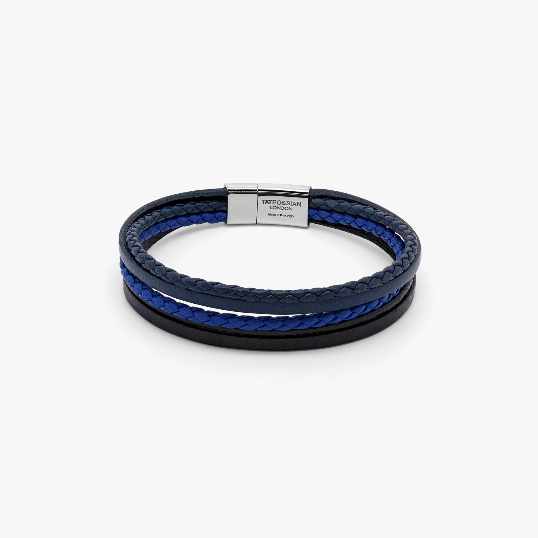 Cobra Multi-Strand bracelet in Italian navy leather with sterling silver (UK) 2