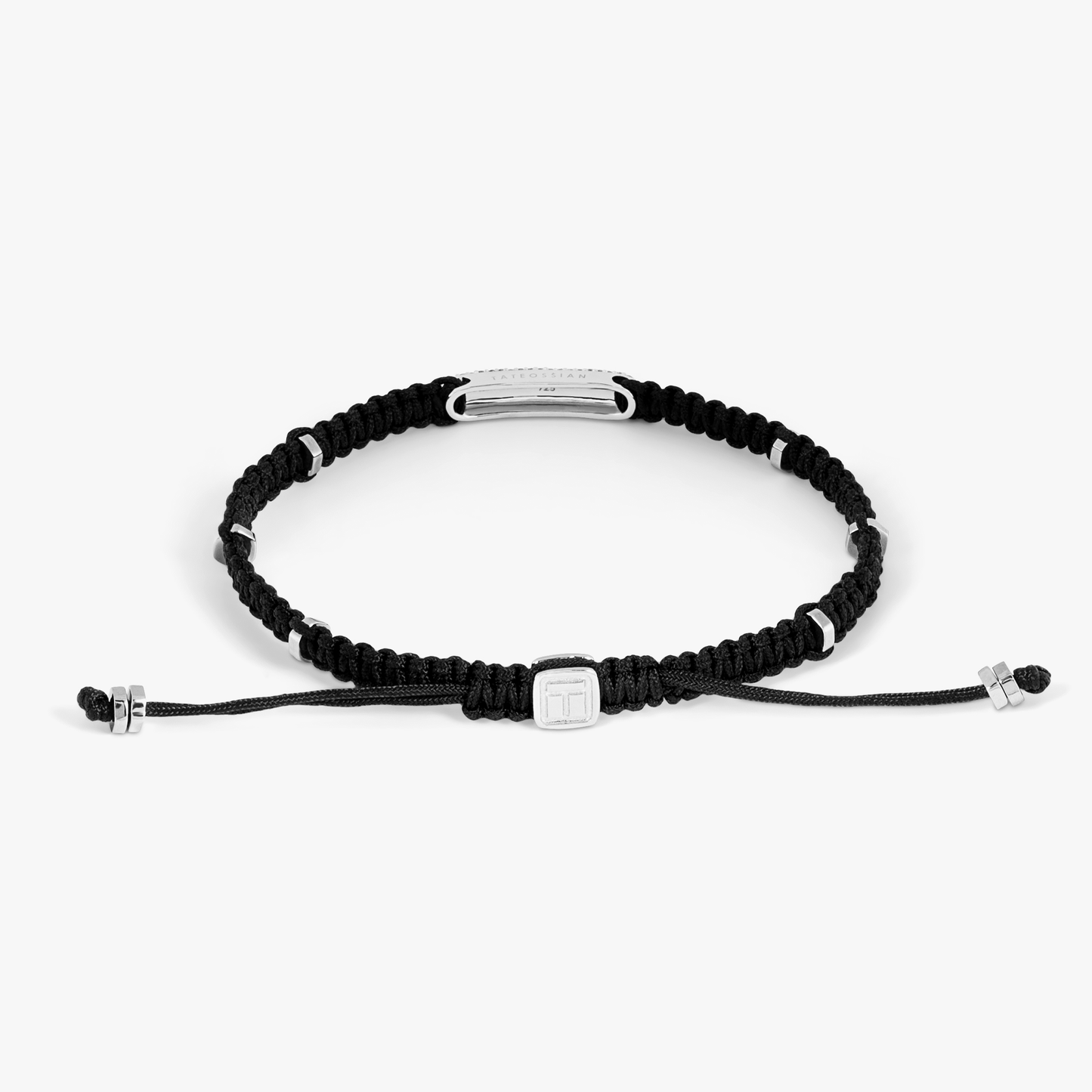 Diamond Baton bracelet in black macramÃ© and sterling silver (UK) 2