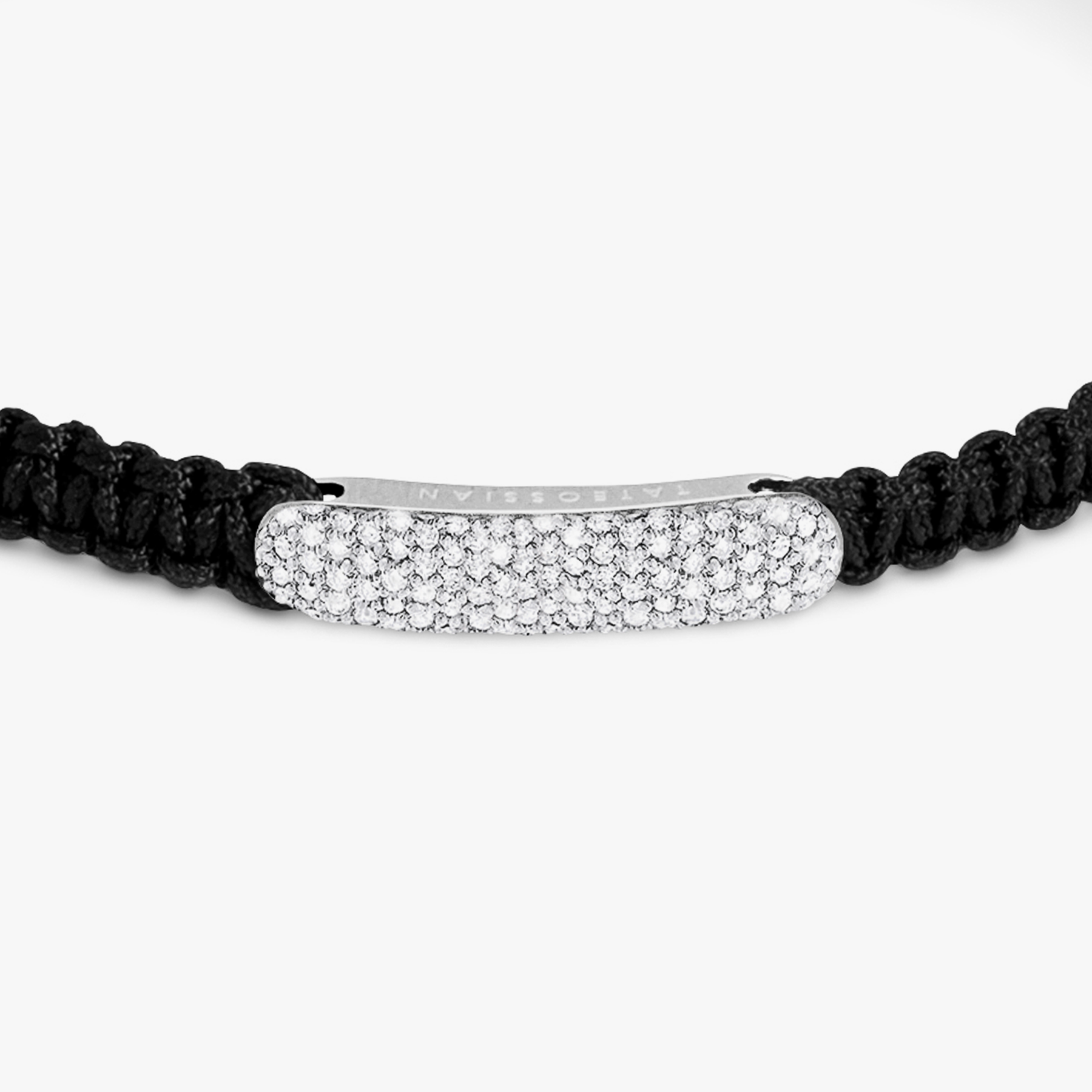 Diamond Baton bracelet in black macramÃ© and sterling silver (UK) 3