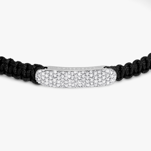 Diamond Baton bracelet in black macramé and sterling silver (UK) 3