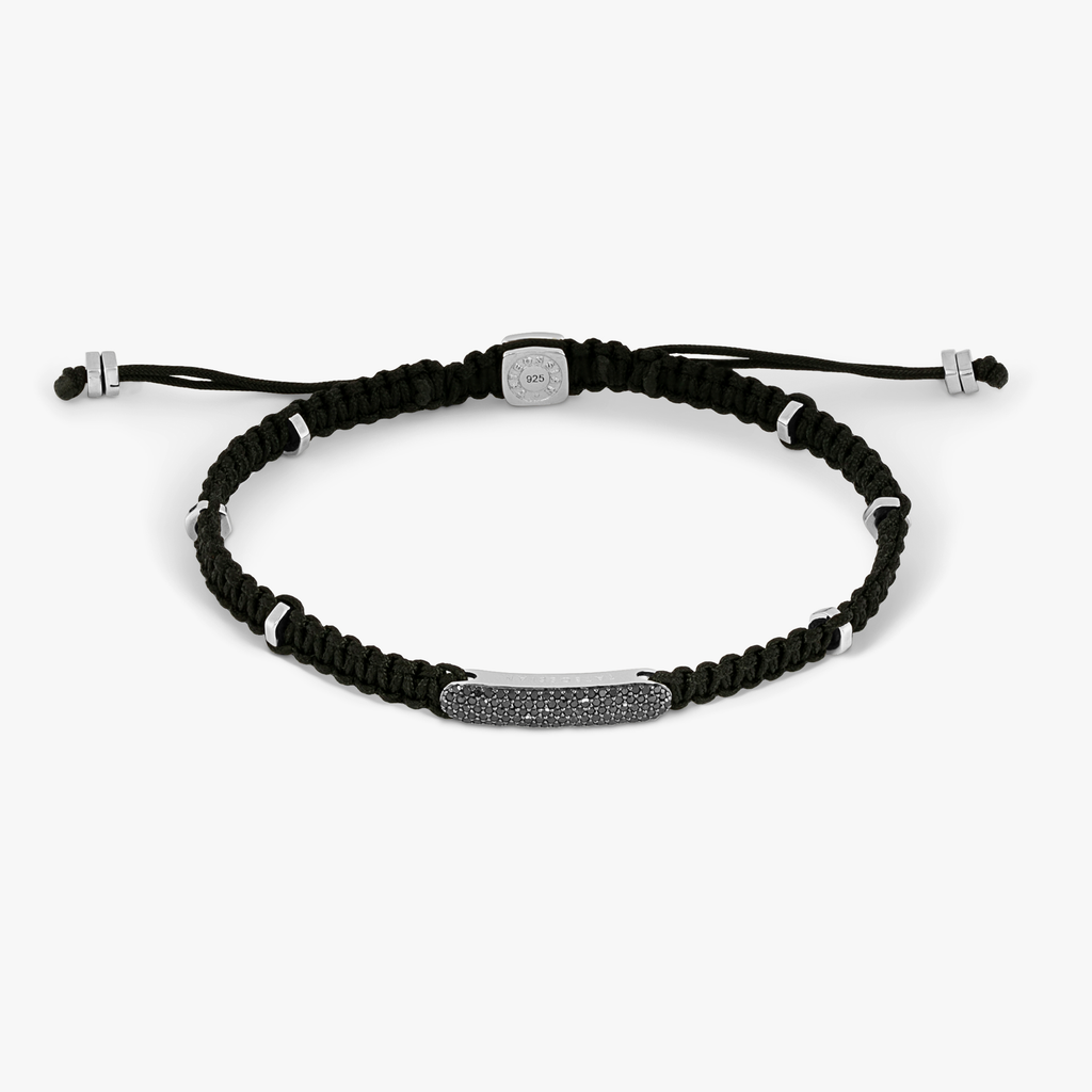 MacramÃ© Diamond Baton Bracelet with 99 Black Diamonds (0.308ct) (UK) 1
