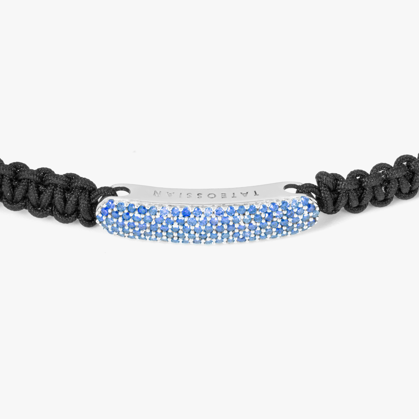 Blue Diamond Baton bracelet with black macrame and sterling silver (UK) 3