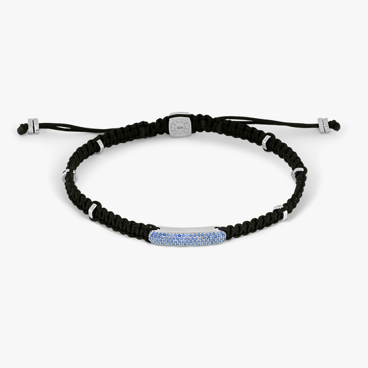 Blue Diamond Baton bracelet with black macrame and sterling silver (UK) 1