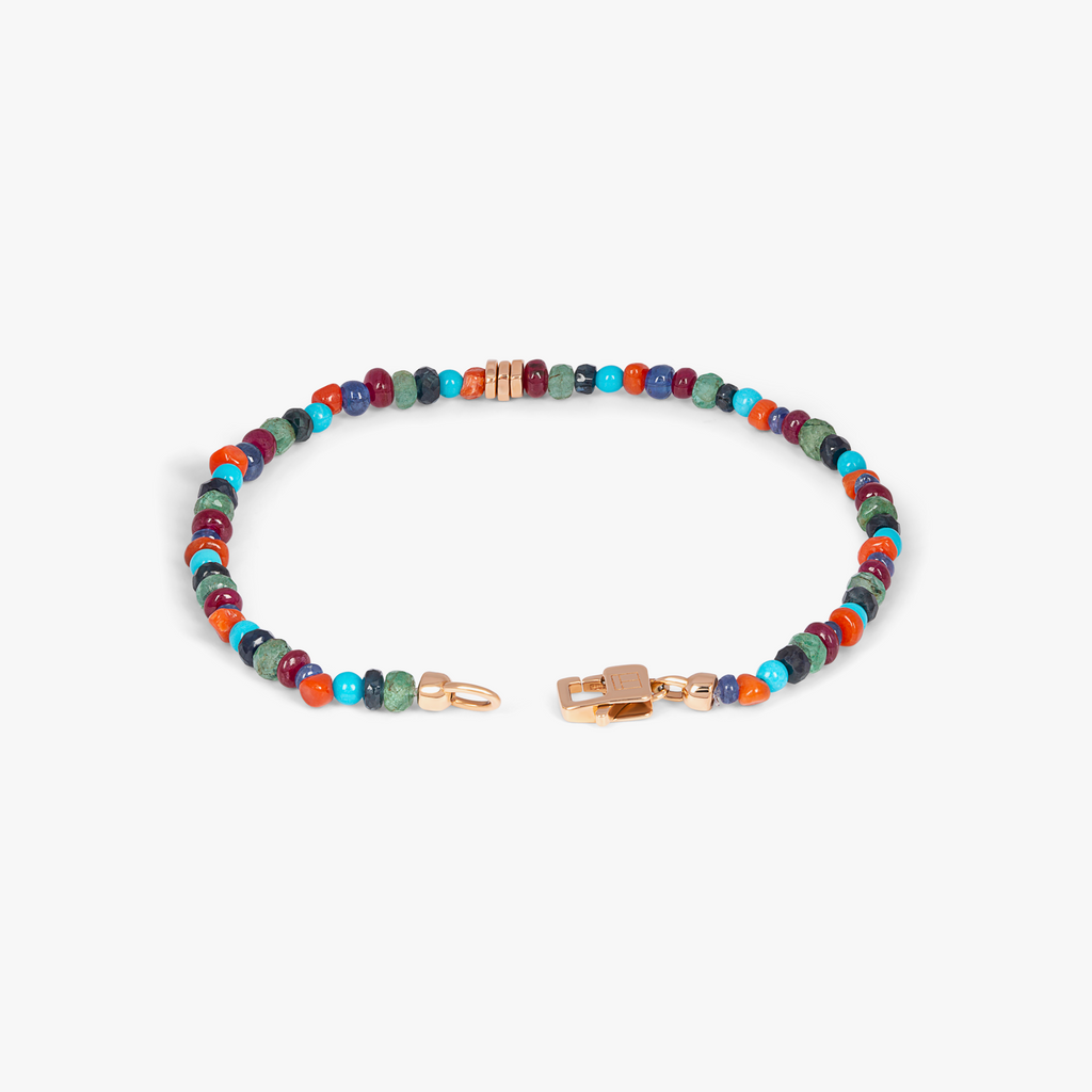 Precious Stone bracelet with multi-colour stones in 18k rose gold (UK) 3