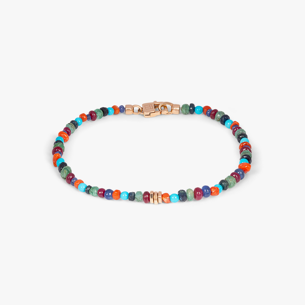 Precious Stone bracelet with multi-colour stones in 18k rose gold (UK) 1