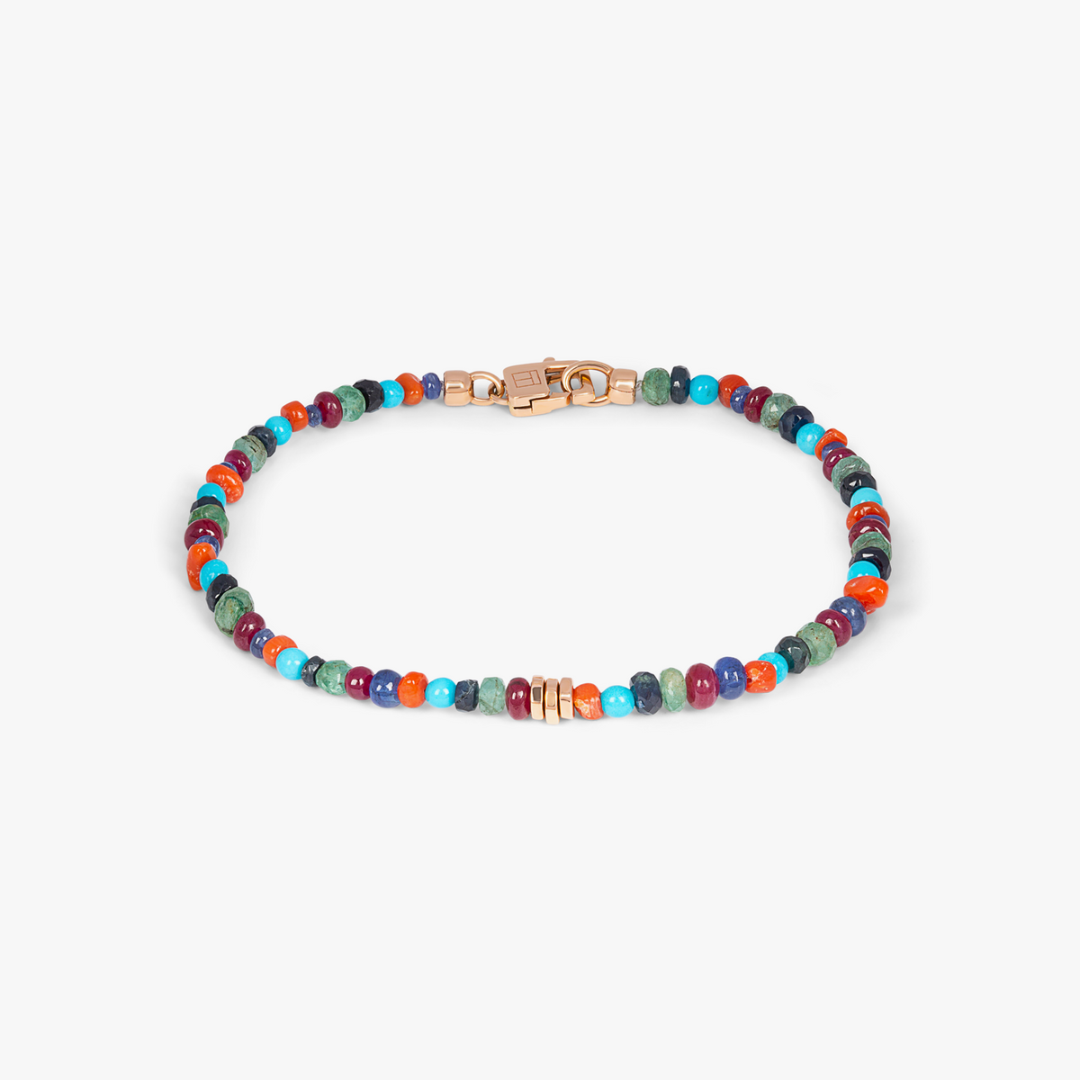 Precious Stone bracelet with multi-colour stones in 18k rose gold (UK) 1