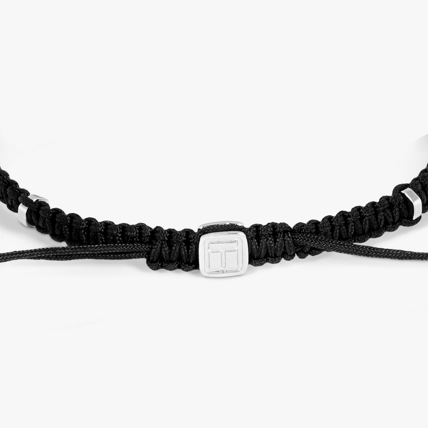 Windsor Baton Macrame Bracelet In Black With Black Diamond