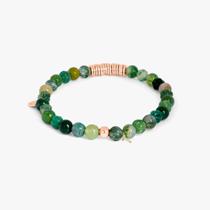 Discs Round bracelet with moss agate and rose gold plated sterling silver (UK) 3