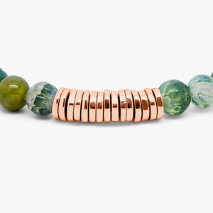 Discs Round bracelet with moss agate and rose gold plated sterling silver (UK) 4