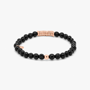 Discs Round bracelet with black agate and rose gold plated sterling silver (UK) 3