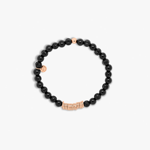 Discs Round bracelet with black agate and rose gold plated sterling silver (UK) 2