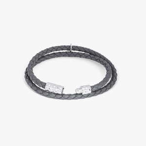 Diamantato bracelet in Italian grey leather with sterling silver (UK) 3