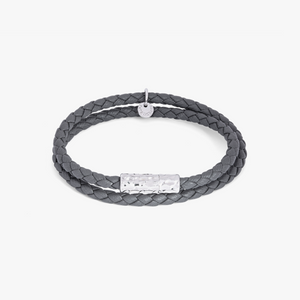Diamantato bracelet in Italian grey leather with sterling silver (UK) 1