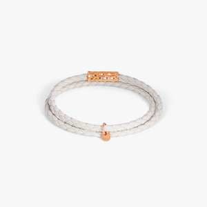 Diamantato bracelet in Italian white leather with rose gold plated sterling silver (UK) 2
