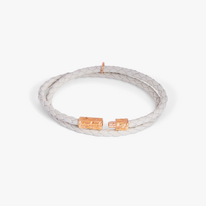 Diamantato bracelet in Italian white leather with rose gold plated sterling silver (UK) 3