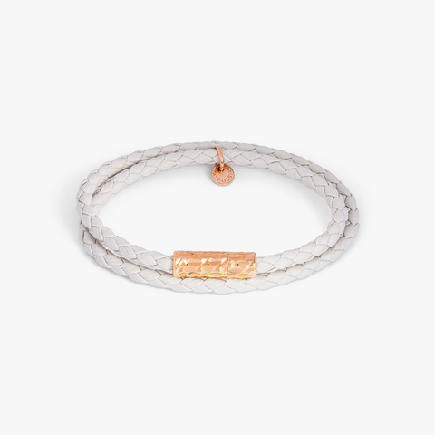Diamantato bracelet in Italian white leather with rose gold plated sterling silver (UK) 1