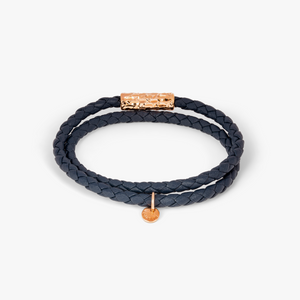 Diamantato bracelet in Italian navy leather with rose gold plated sterling silver (UK) 2