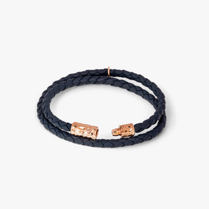 Diamantato bracelet in Italian navy leather with rose gold plated sterling silver (UK) 3