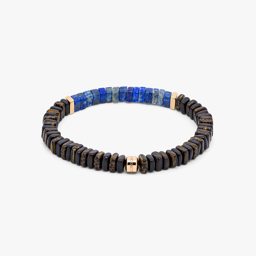 Legno bracelet in lapis, palm and ebony wood with rose gold plated sterling silver (UK) 3