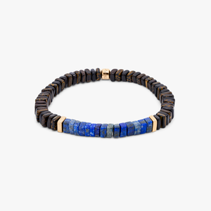 Legno bracelet in lapis, palm and ebony wood with rose gold plated sterling silver (UK) 1