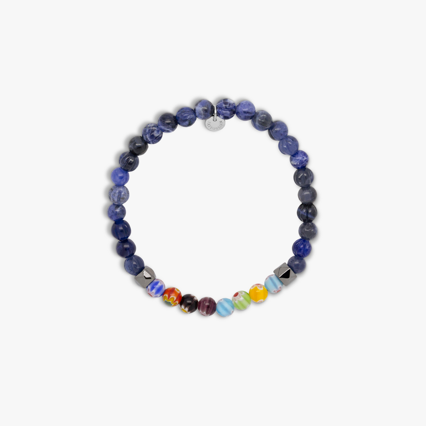 Millefiori Beaded Bracelet With Blue Sodalite