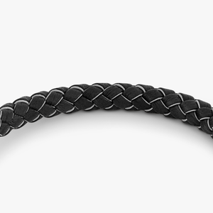 Click Tocco bracelet in grey piped Italian black leather with black rhodium plated sterling silver (UK) 2