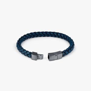 Click Tocco bracelet in grey piped Italian blue leather with black rhodium plated sterling silver (UK) 3
