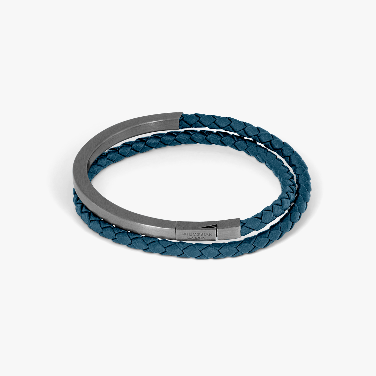Mezzo Noir bracelet in Italian navy leather with black rhodium plated sterling silver (UK) 1