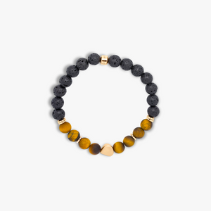 Nugget bracelet with tiger eye and rose gold plated sterling silver