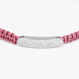 Diamond Baton bracelet in pink macramé and sterling silver (UK) 3