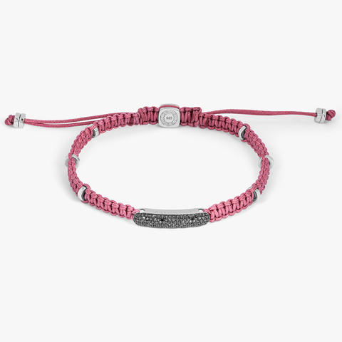 Black Diamond Baton bracelet in pink macramé and sterling silver (UK) 1