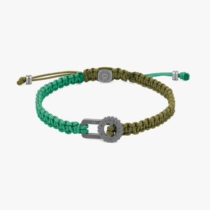 Gear Primo bracelet in green macramé with sterling silver (UK) 1