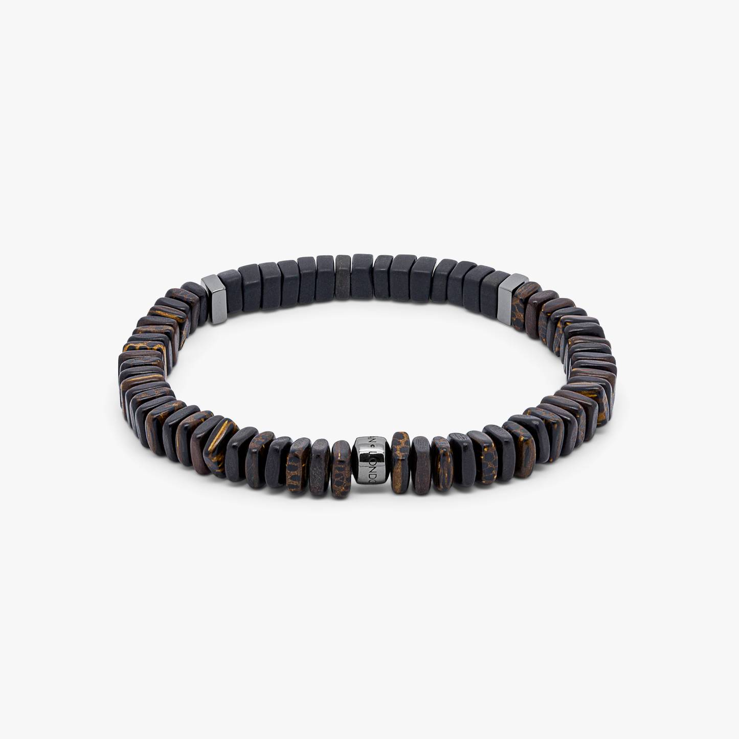 Legno bracelet in black onyx, palm and ebony wood with black rhodium plated sterling silver (UK) 3