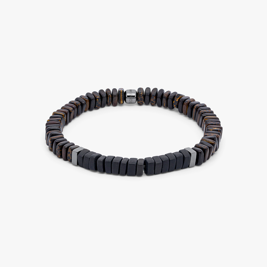 Legno bracelet in black onyx, palm and ebony wood with black rhodium plated sterling silver (UK) 1