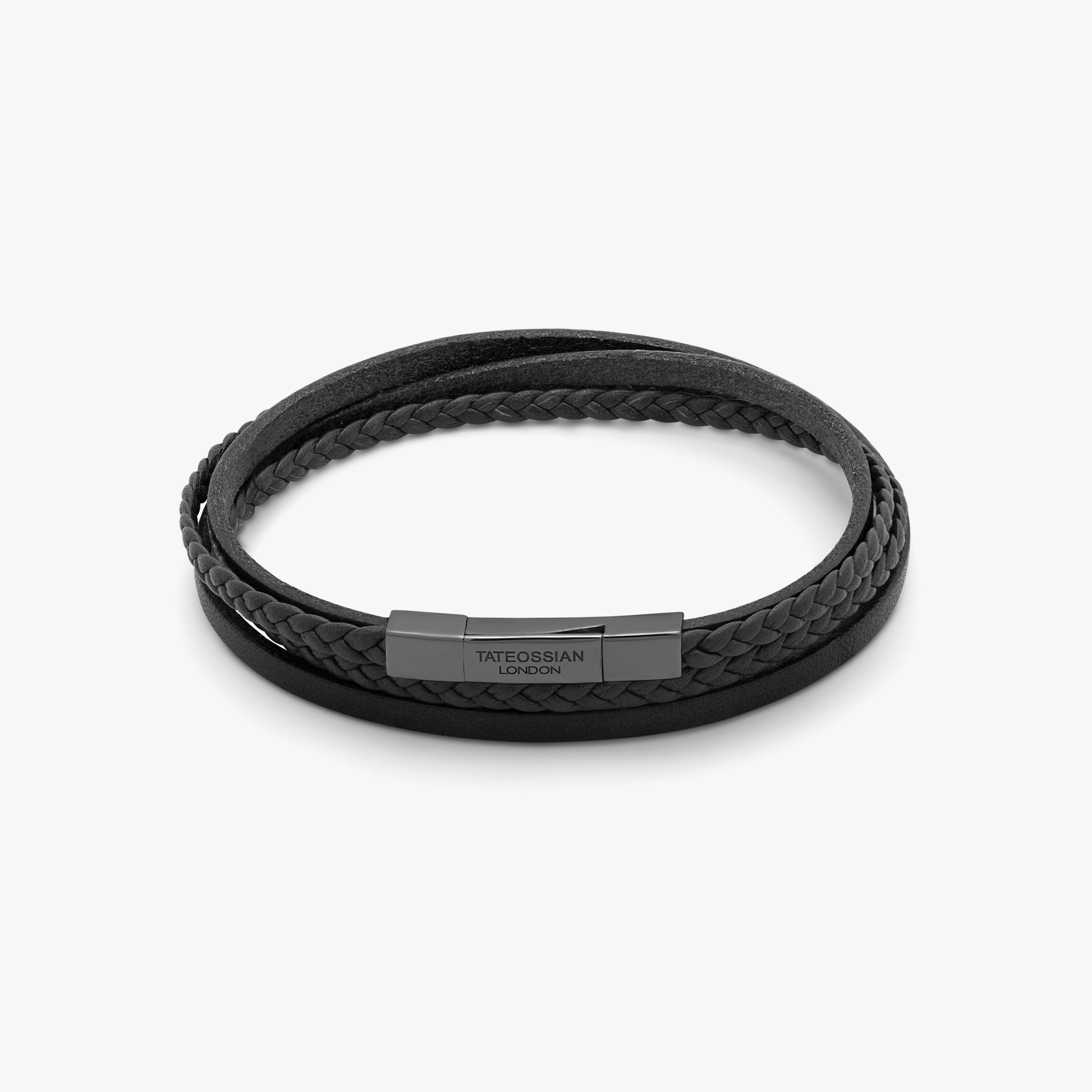 Mini Click Fettuccine Multi Strand Leather Bracelet