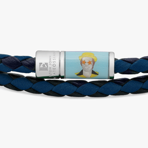 Star Pop bracelet in double wrap Italian blue and navy leathers (UK) 2