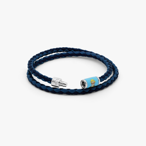 Star Pop bracelet in double wrap Italian blue and navy leathers (UK) 3