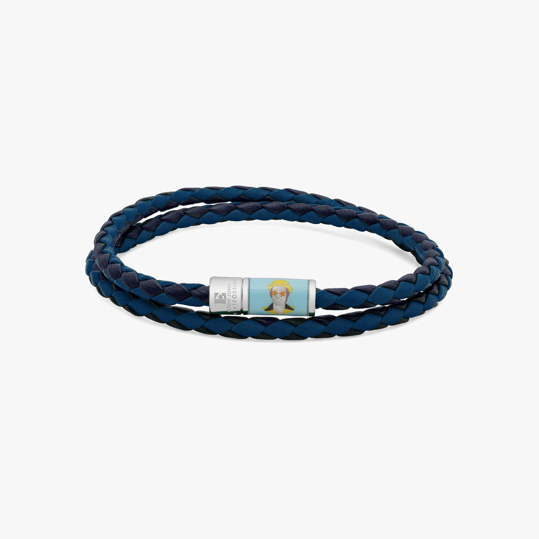 ELTON JOHN Star Pop bracelet double wrap Italian blue leathers