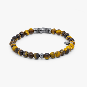 Classic Discs bracelet with tiger eye and black rhodium plated silver (UK) 3