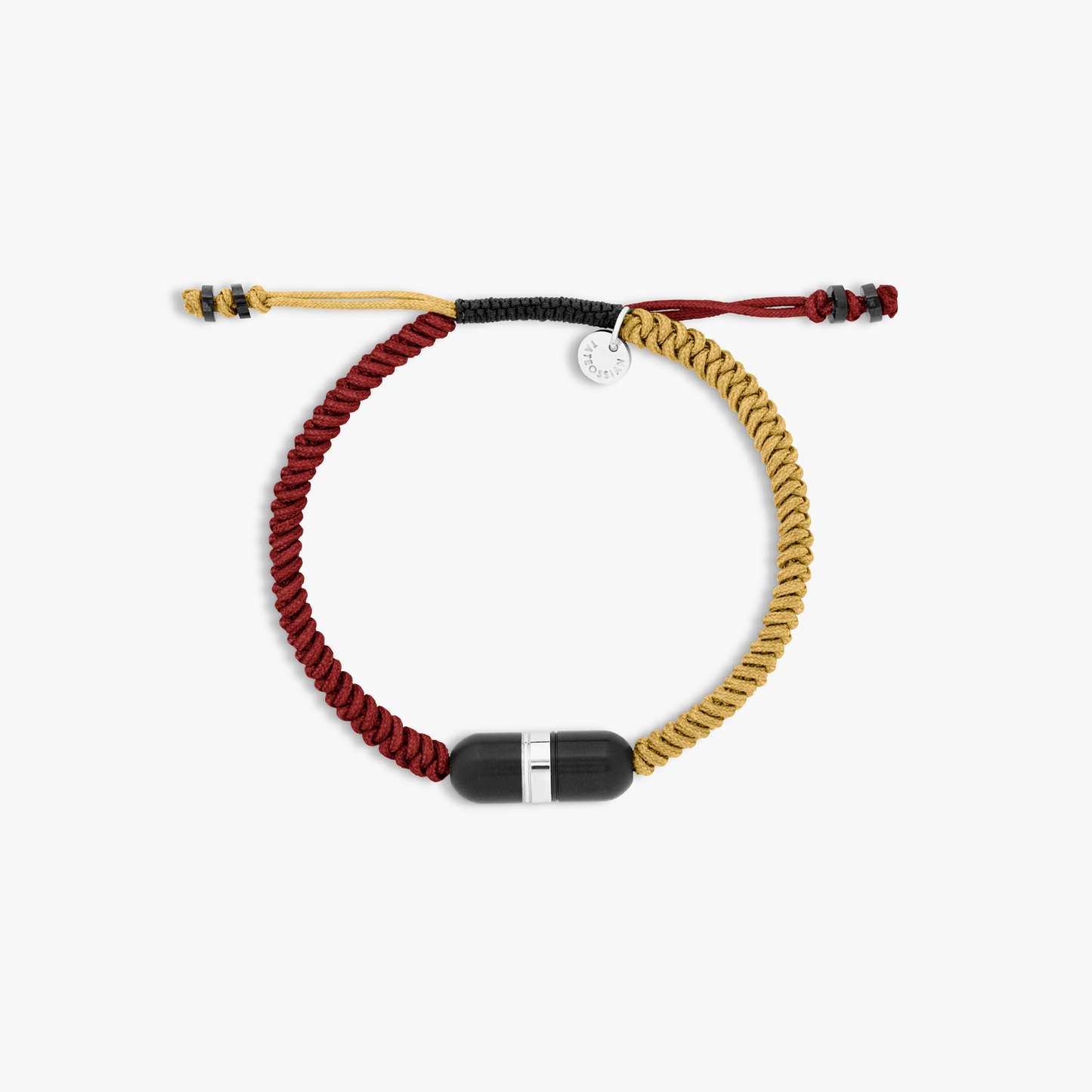 ELTON JOHN Metallic Pill Primo bracelet in burgundy and beige macrame