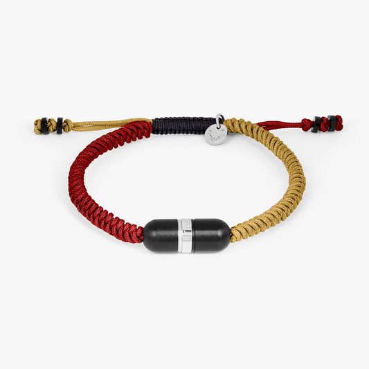 ELTON JOHN Metallic Pill Primo bracelet in burgundy and beige macrame