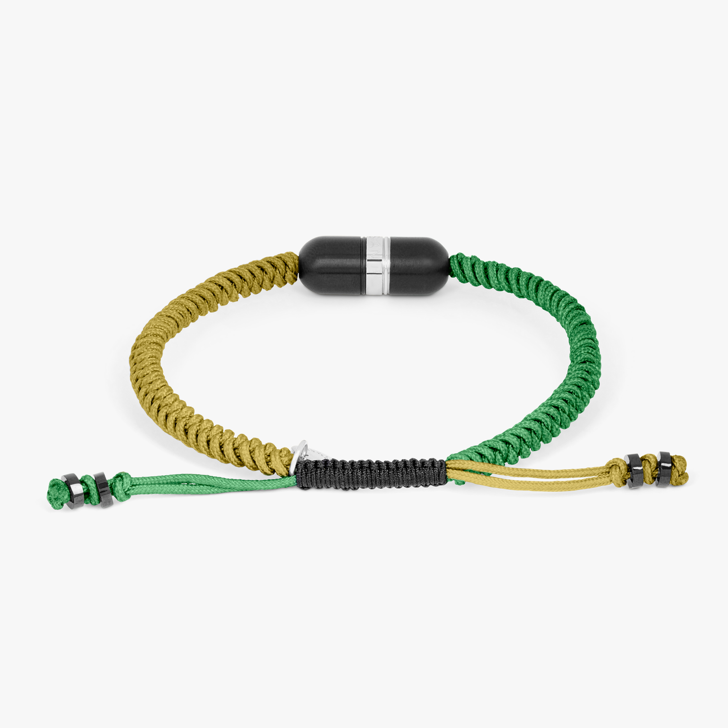 ELTON JOHN Metallic Pill Primo bracelet in dark green and light green macrame