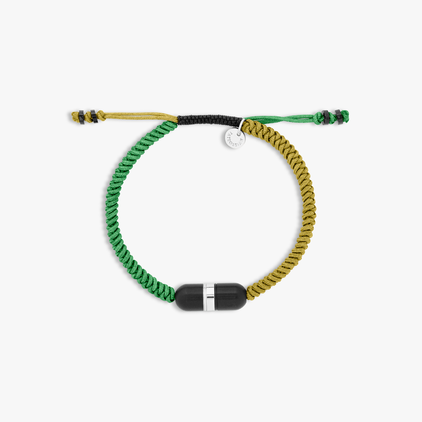 ELTON JOHN Metallic Pill Primo bracelet in dark green and light green macrame