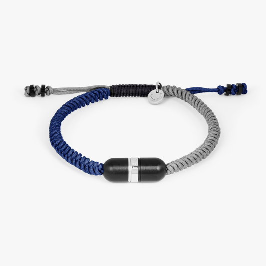 ELTON JOHN Metallic Pill Primo bracelet in blue and grey macrame