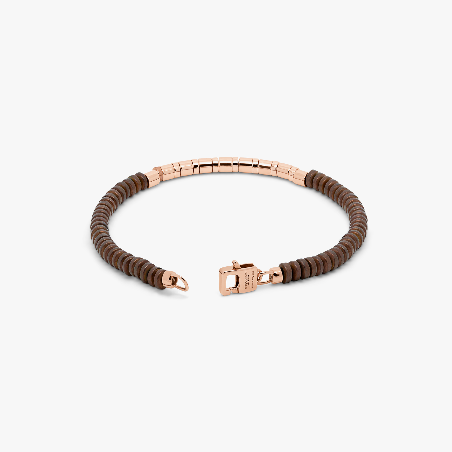 Mineral Bamboo bracelet in brown hematite with rose gold plated sterling silver (UK) 3