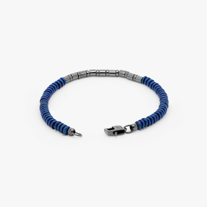 Mineral Bamboo bracelet in blue hematite with black rhodium plated sterling silver