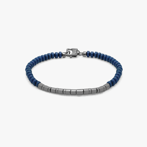 Mineral Bamboo bracelet in blue hematite with black rhodium plated sterling silver